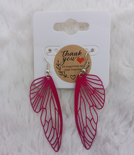 Beautiful Pink Butterfly Wings Handmade Earrings