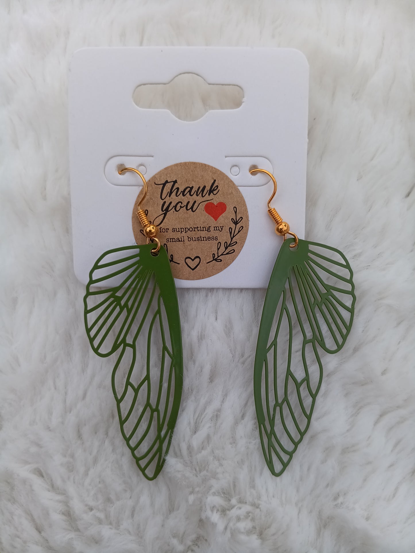 Beautiful Green Butterfly Wings Handmade Earrings