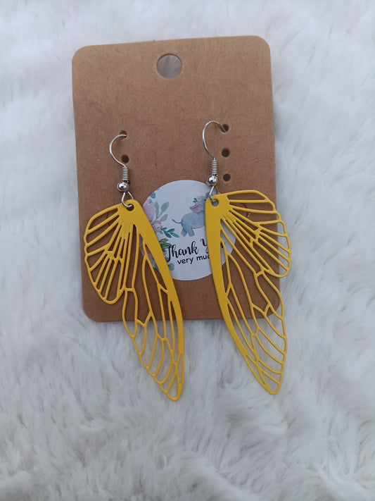 Beautiful yellow Butterfly Wings Handmade Earrings