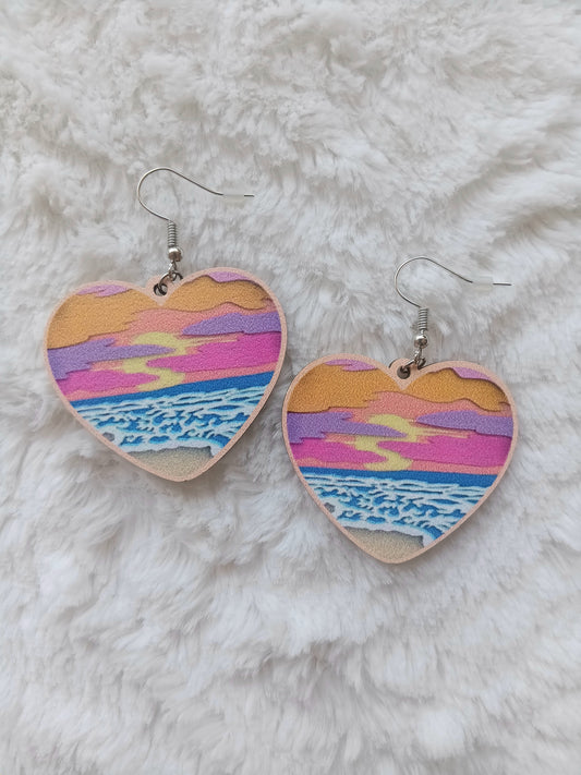 Beautiful Bohemian Beachy Sunrise Heart Earrings