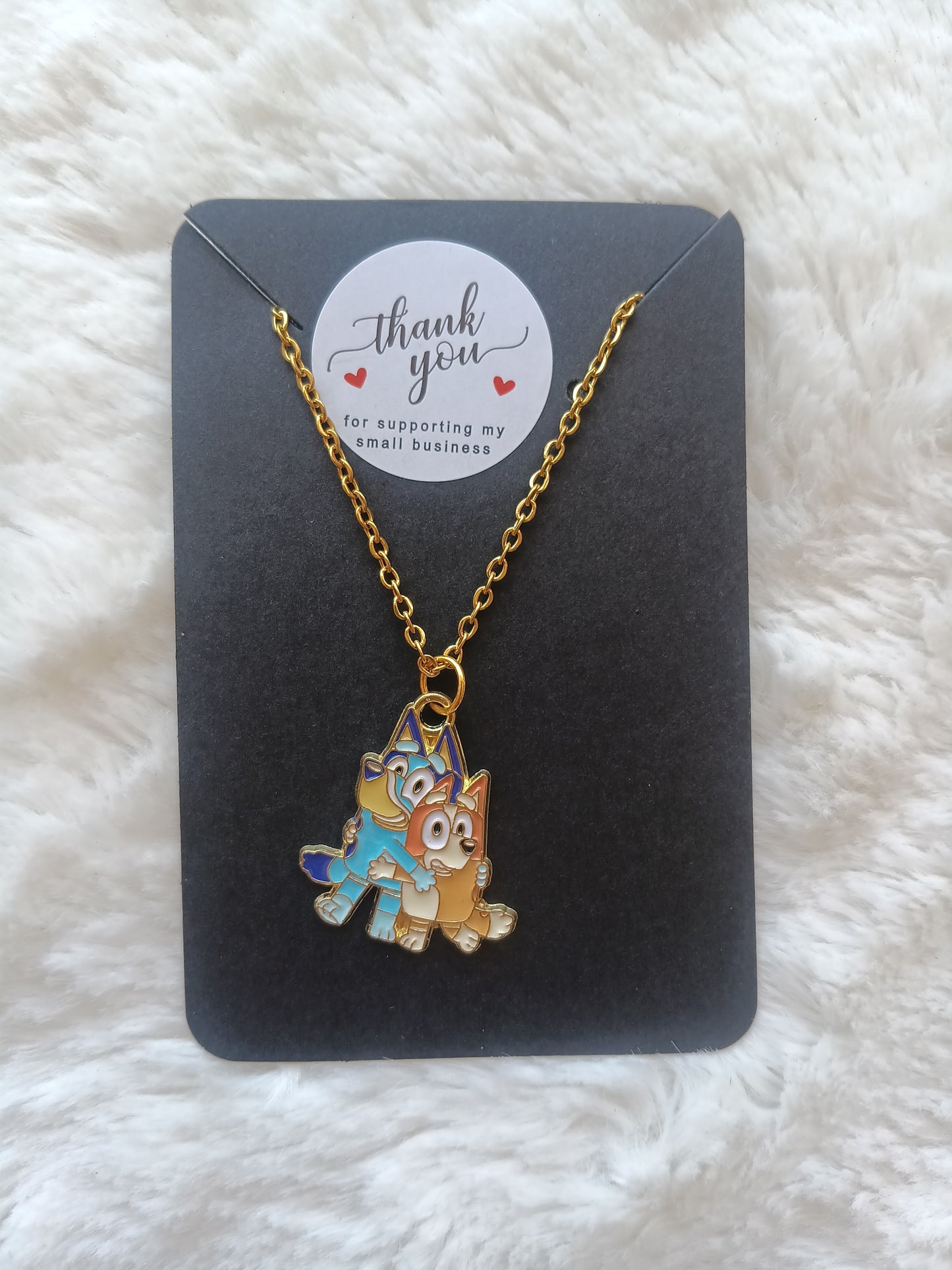 💙🧡💙 Blue Heeler Sisters Cartoon Dogs Handmade Necklace