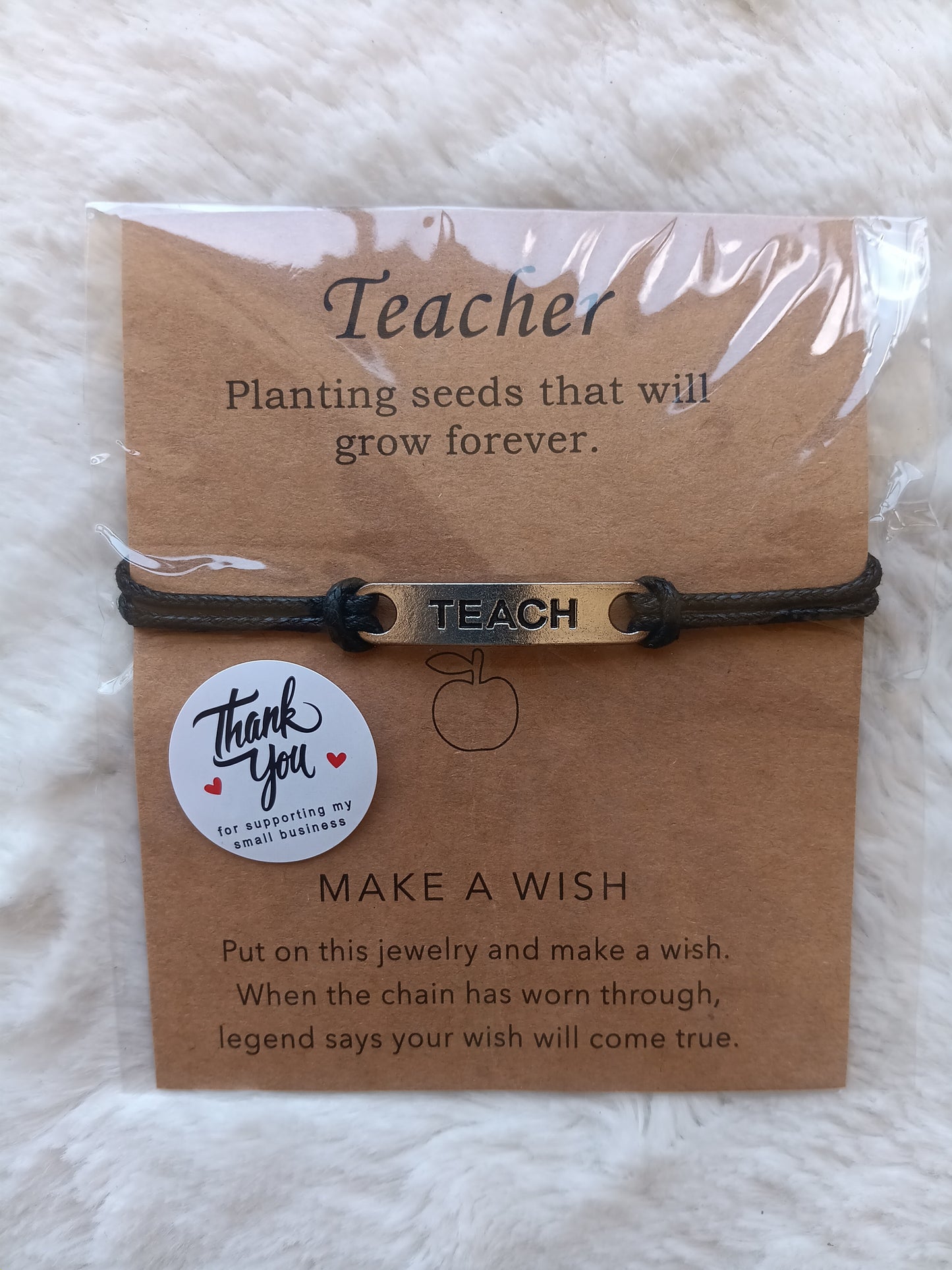 Teacher Reminder Bracelet and Inspirational Card