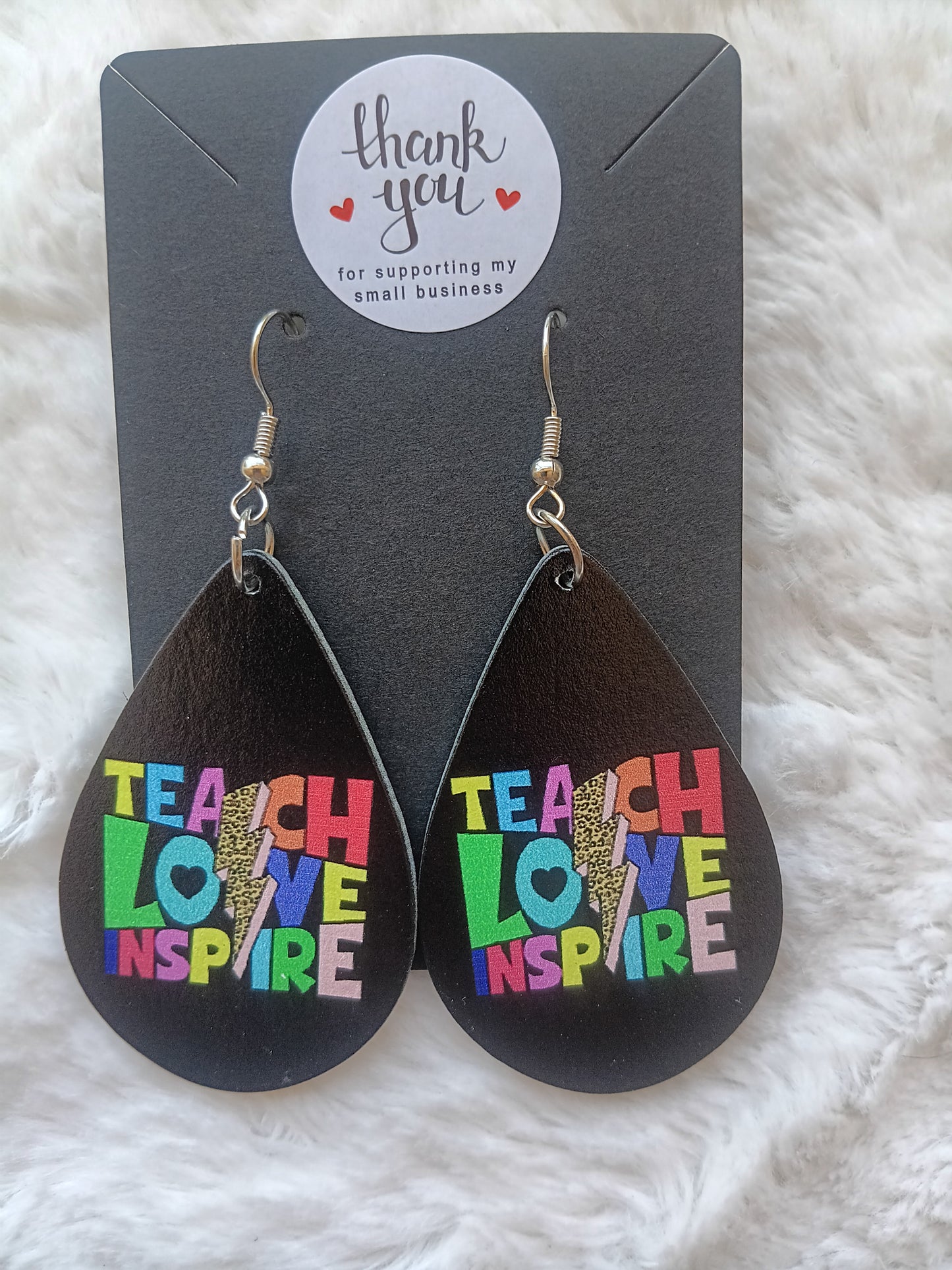 Teach Love Inspire Colorful Black Lightening Bolt Earrings