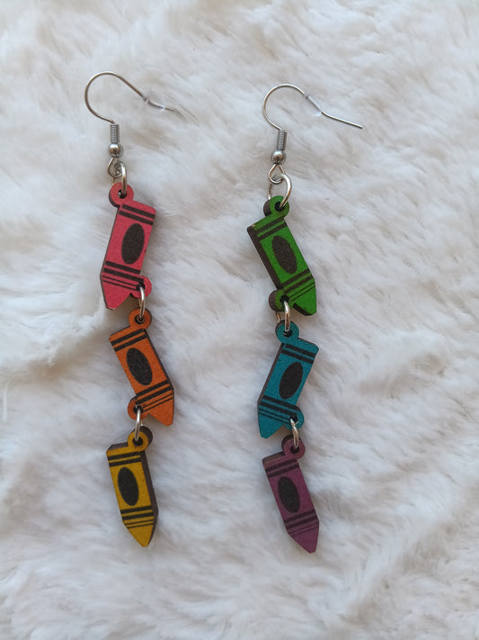 Colorful Crayon Dangle Earrings