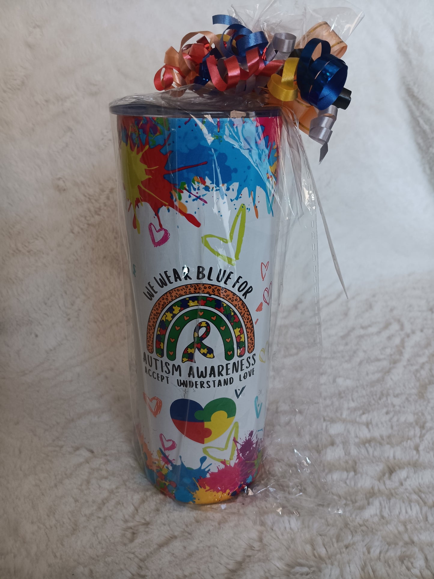 Autism Mom 20 oz stainless steel skinny Tumbler