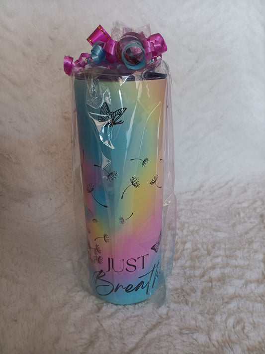 Colorful Just Breathe Dandelion 20 oz Tumbler