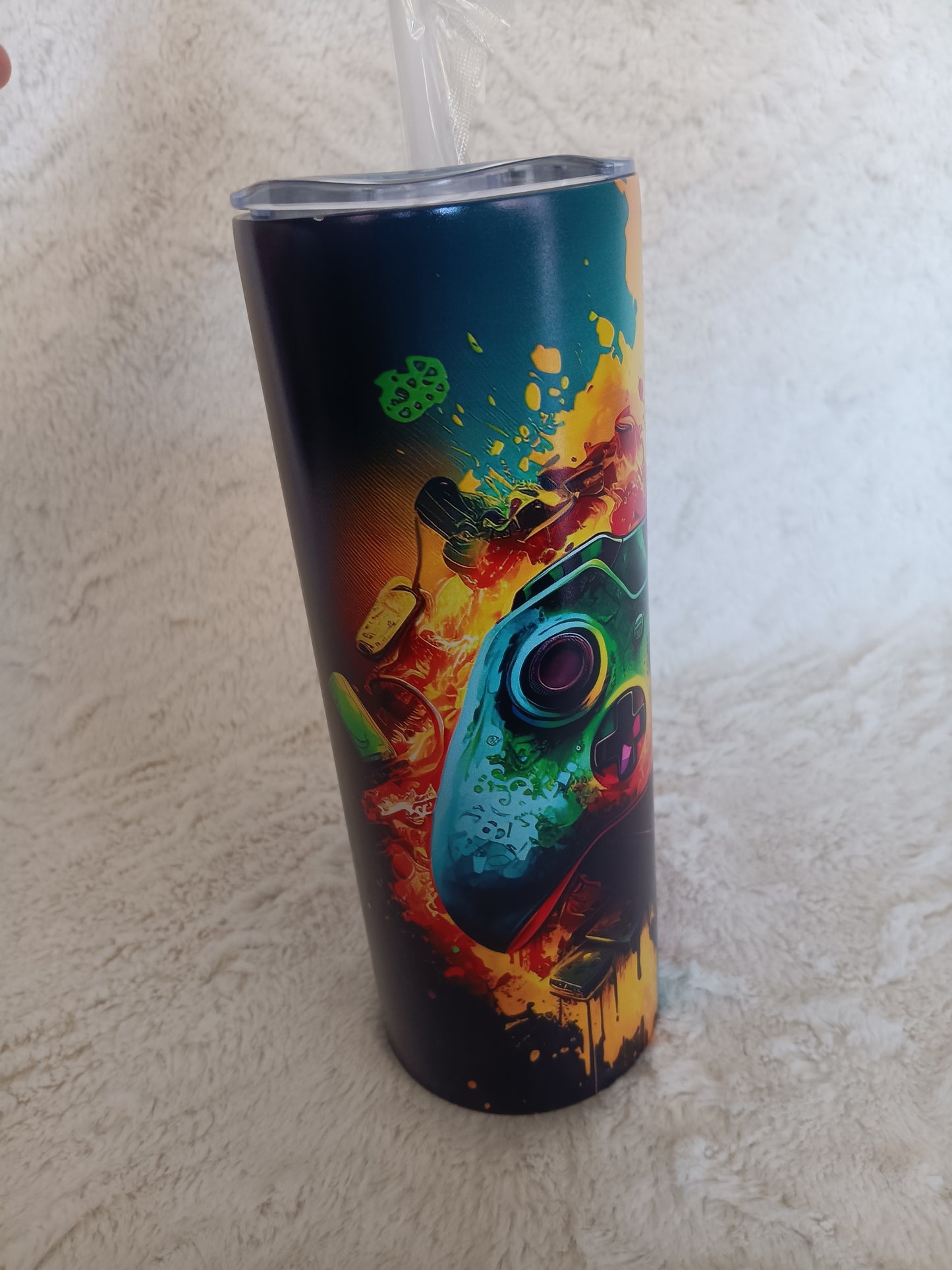 Colorful Gamer 20 oz skinny stainless steel tumbler