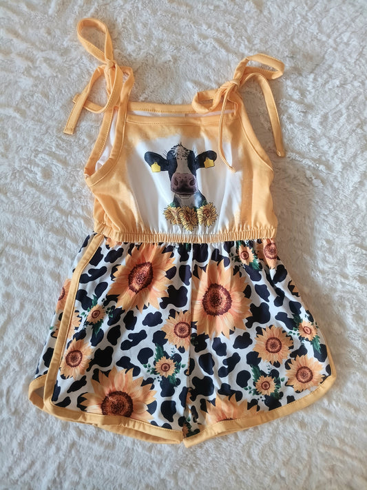 Baby Colorful Sunflower Cow Romper