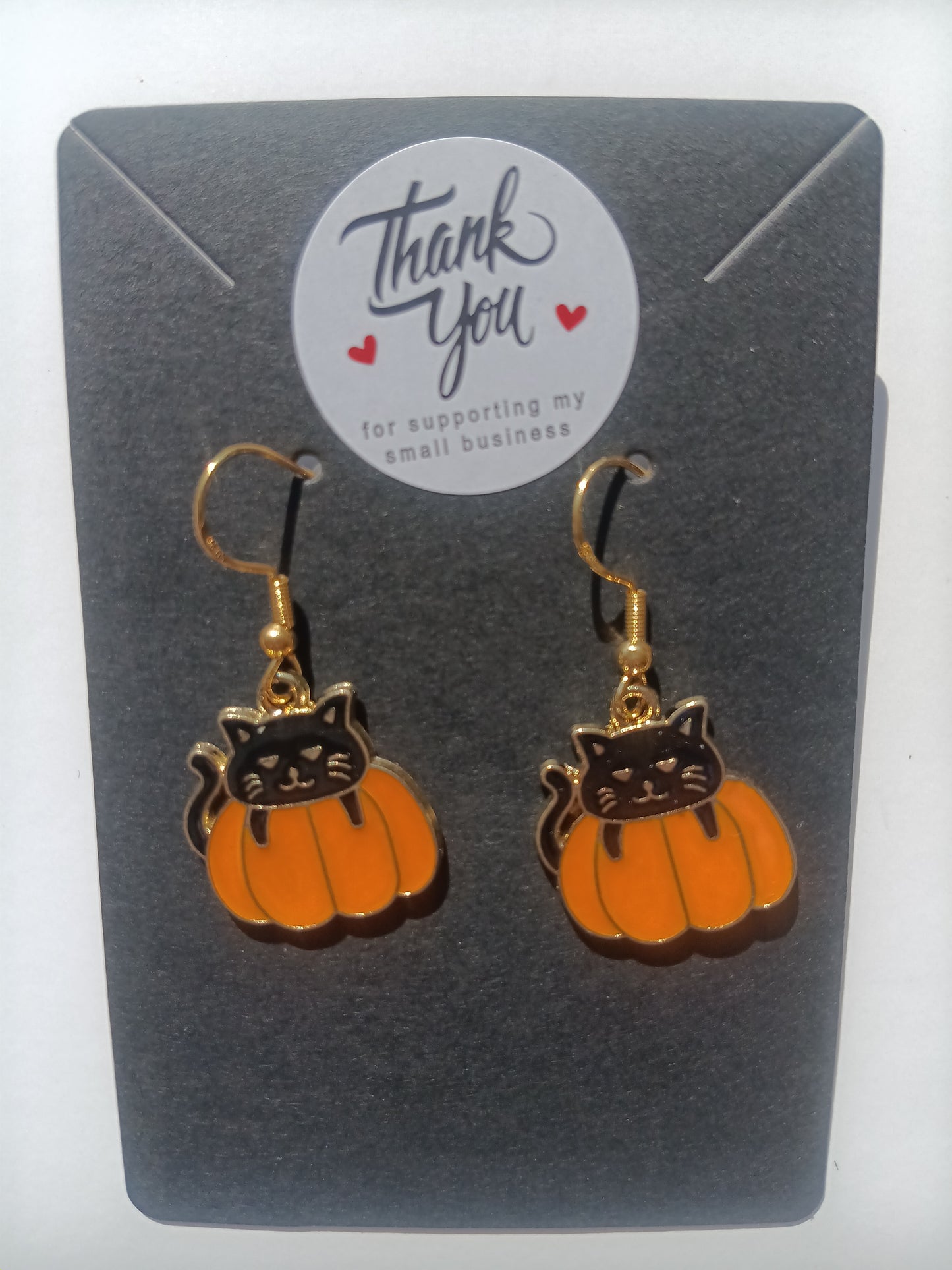 Cute Halloween Cat Pumpkin Earrings