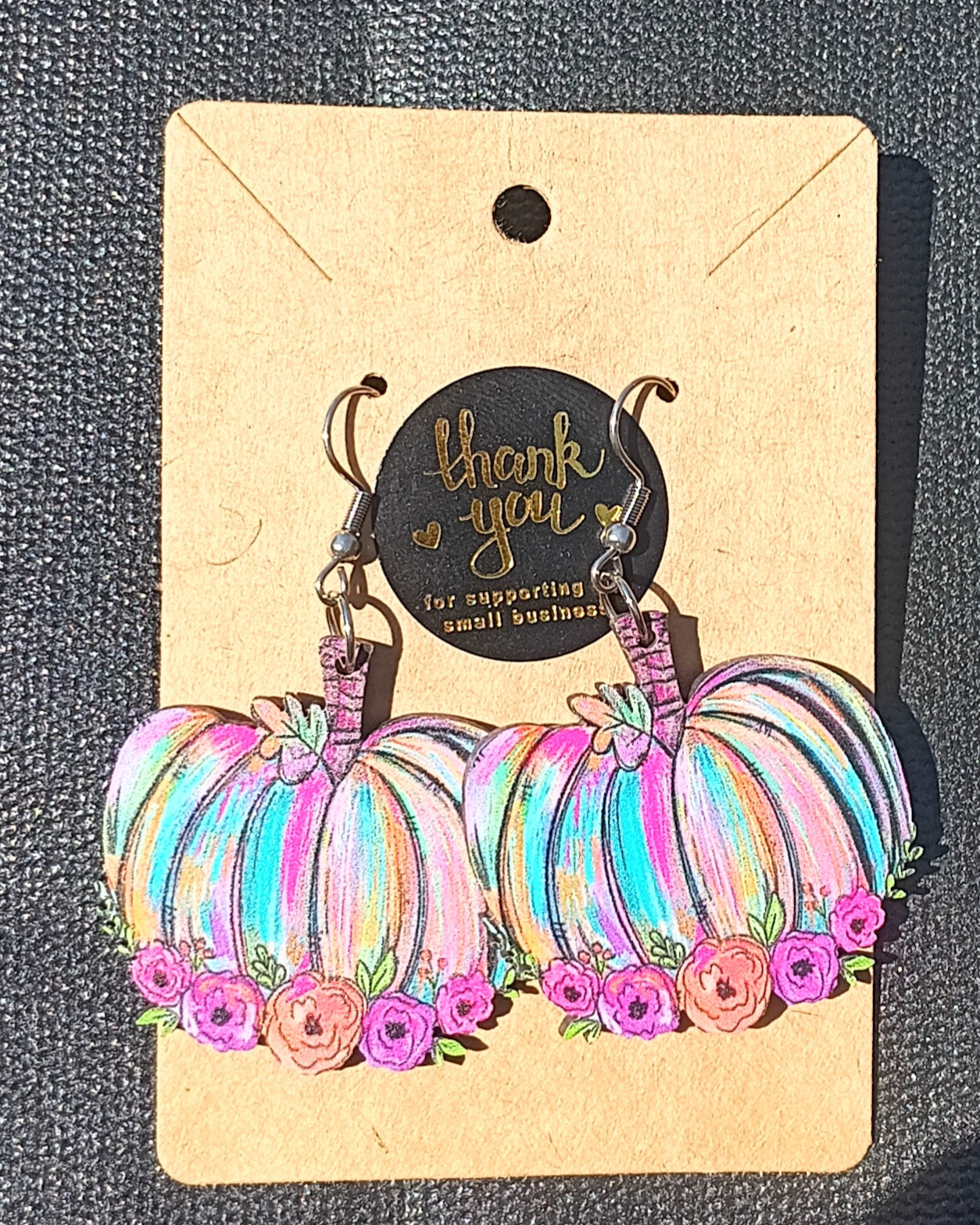 Colorful Wooden Pumpkin Earrings