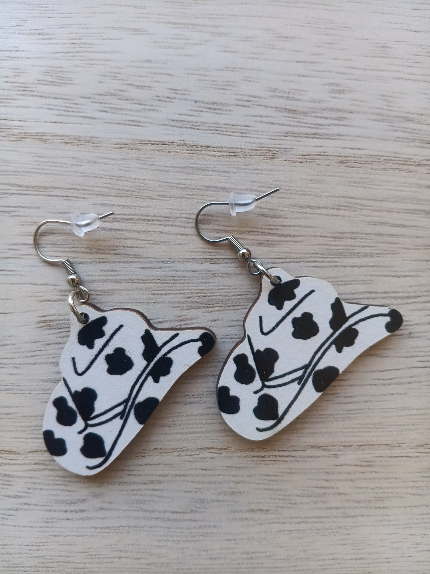 Cute Cow Print Cowboy Hat Earrings