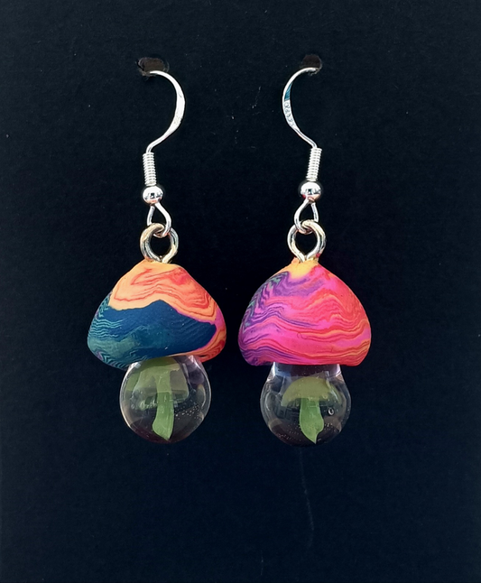 Retro Colorful Mushroom Earrings